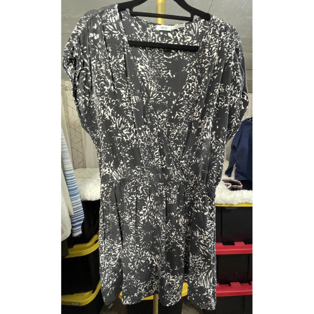 Kimchi Blue Dress Womens Large Blk/Wht Faux Wrap 100% Silk Mini